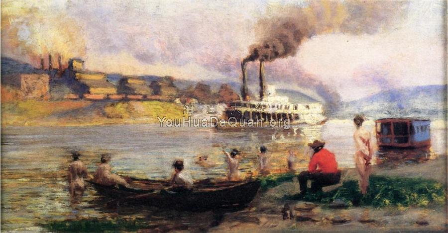 Steamboat on the Ohio - 托马斯·波洛克·安舒茨
